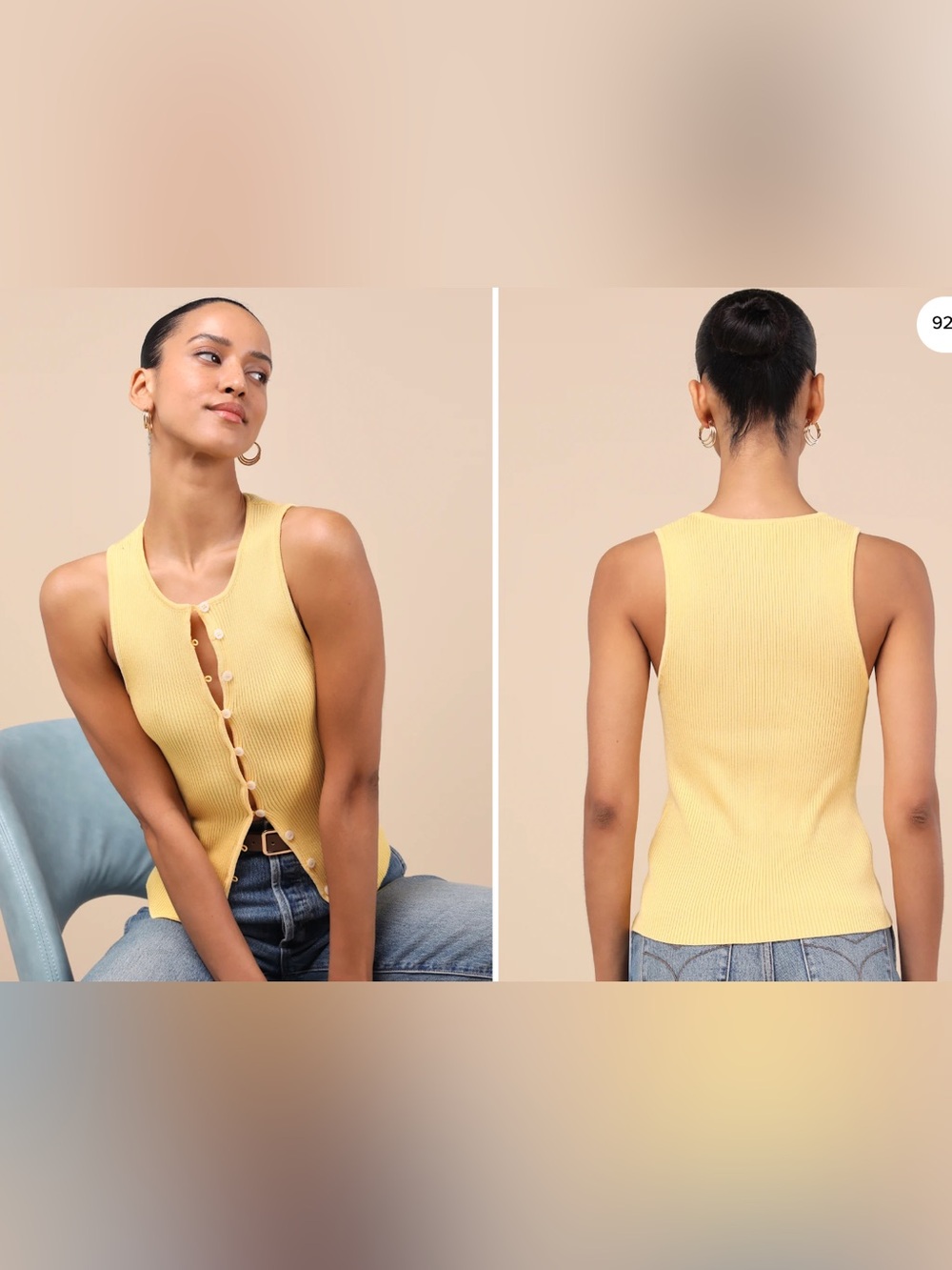 Lulu’s Cheslyn Light Blue Ribbed Button-Front Tank Top - Picture 5 of 6